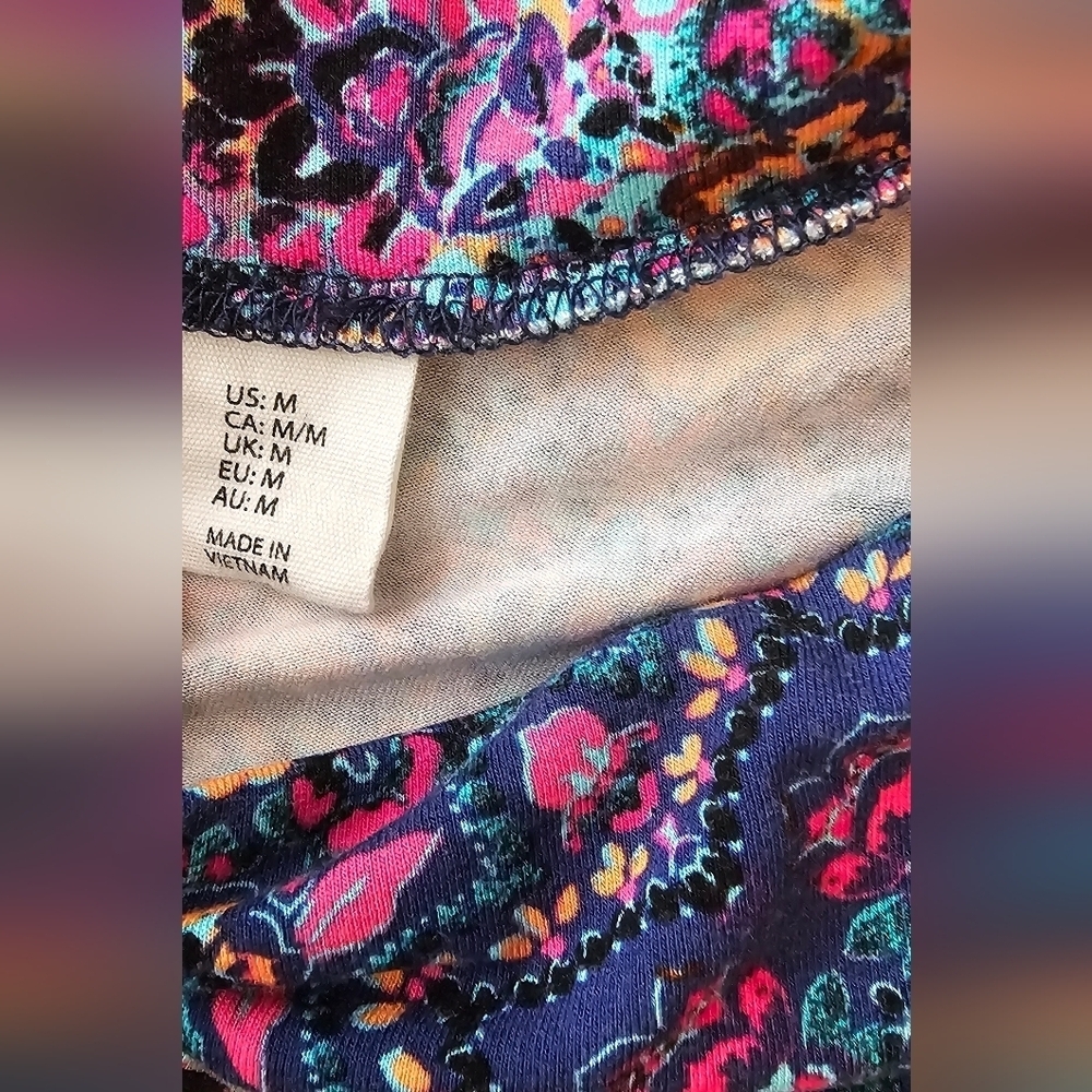 EUC Artisan NY Mandala Geometric Design Long Maxi Skirt Turquoise Blue Pink M - Picture 6 of 7